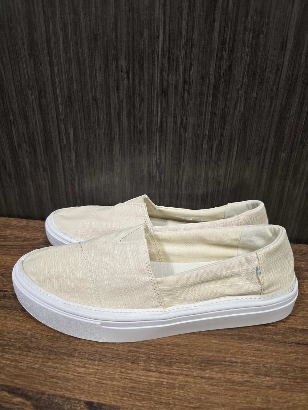NEW TOMS Alpargata Cupsole Slip On Sneakers Cream Natural Canvas Women's Size 8